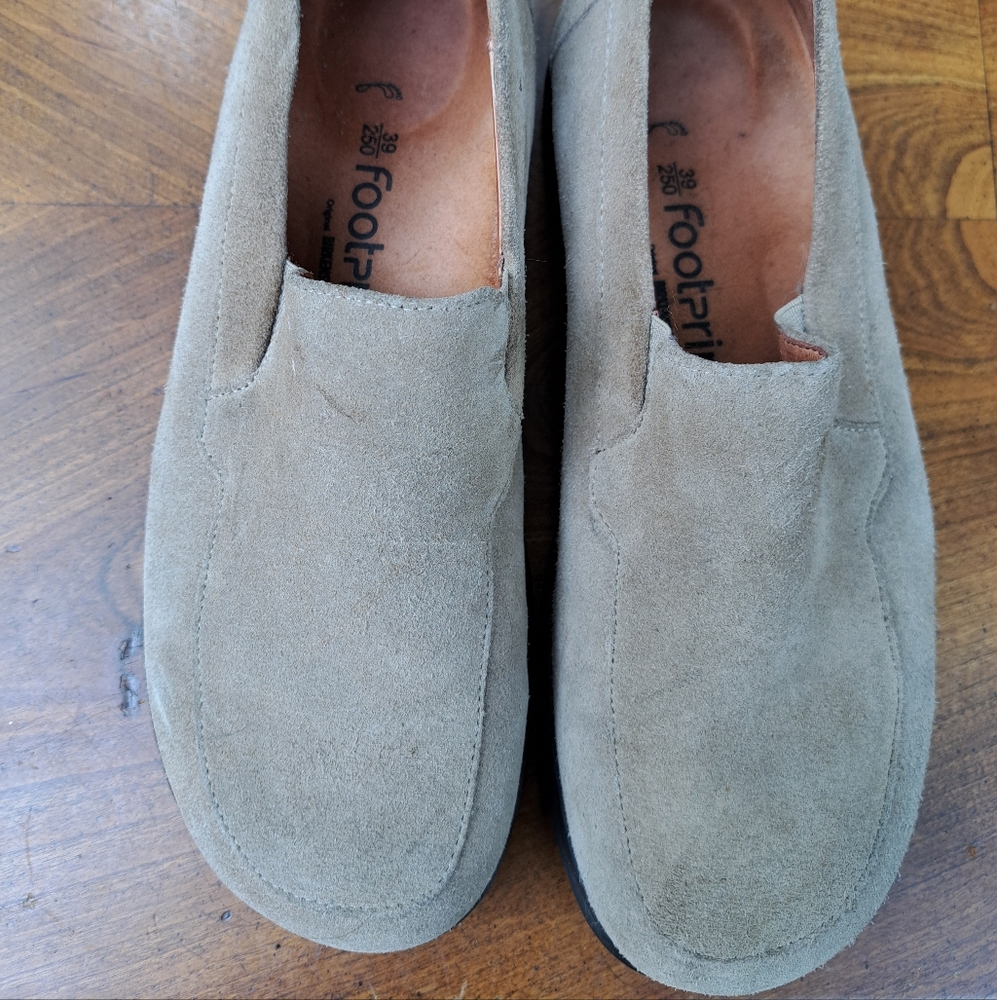 Suede Slip-On Loafers in Taupe